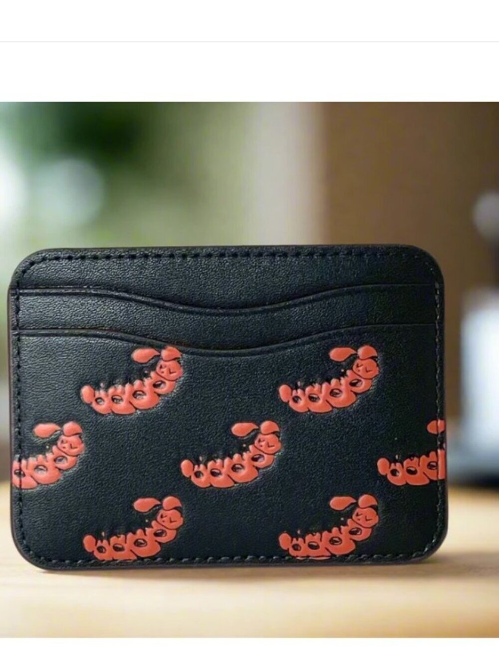 Coach Wavy Card Case CQ866 Caterpillar Coachtopia Black Leather Wallet - Picture 5 of 8